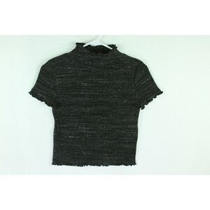 Forever 21 Top Medium Black Juniors pullover ruffle stretch